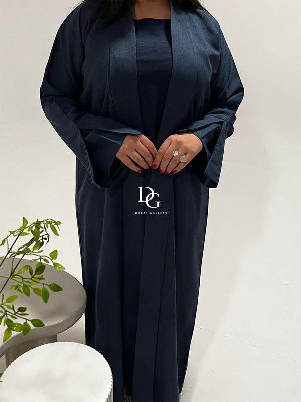 Navy Blue Open Abaya with Modern Design