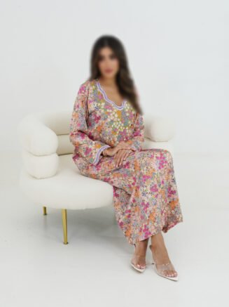 Pastel Multicolor Mukhawar with Embroidered Neckline